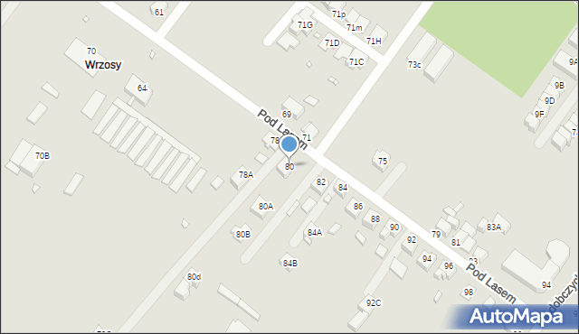 Rybnik, Pod Lasem, 80, mapa Rybnika