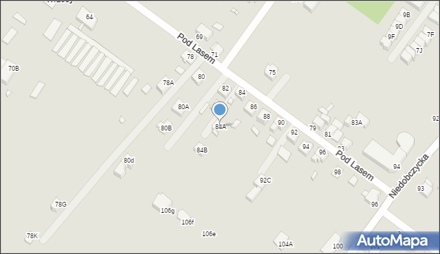 Rybnik, Pod Lasem, 84A, mapa Rybnika