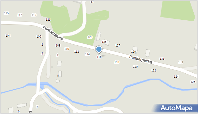 Ryglice, Podkarpacka, 116, mapa Ryglice