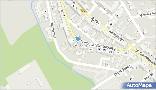 Rypin, Powstania Styczniowego, 26, mapa Rypin