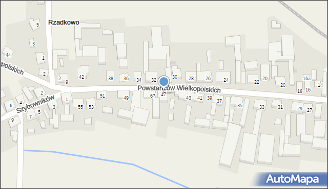 Rzadkowo, Powstańców Wielkopolskich, 47, mapa Rzadkowo