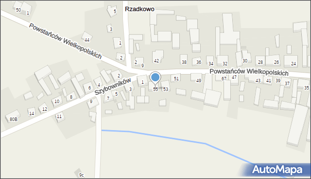 Rzadkowo, Powstańców Wielkopolskich, 55, mapa Rzadkowo