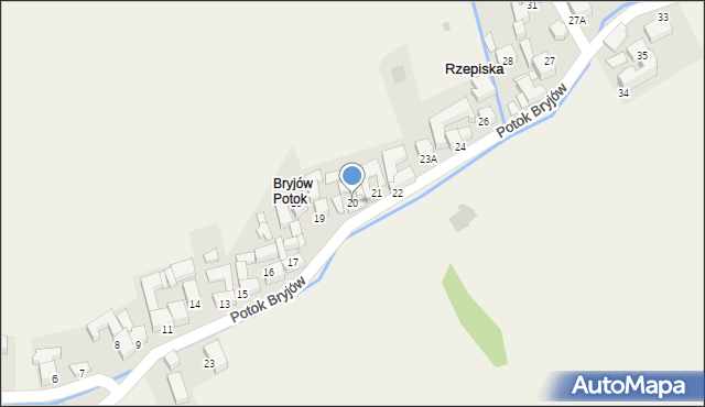 Rzepiska, Potok Bryjów, 20, mapa Rzepiska