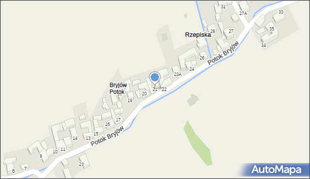 Rzepiska, Potok Bryjów, 21, mapa Rzepiska