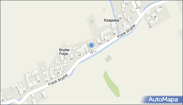 Rzepiska, Potok Bryjów, 22, mapa Rzepiska