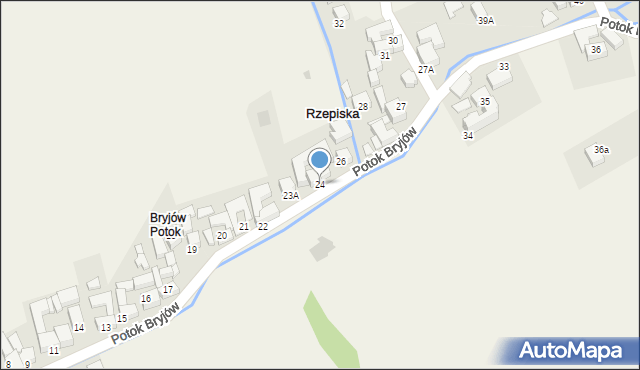 Rzepiska, Potok Bryjów, 24, mapa Rzepiska