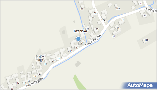 Rzepiska, Potok Bryjów, 25, mapa Rzepiska