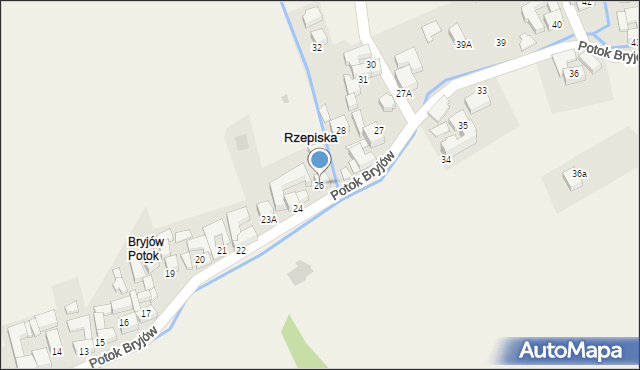 Rzepiska, Potok Bryjów, 26, mapa Rzepiska