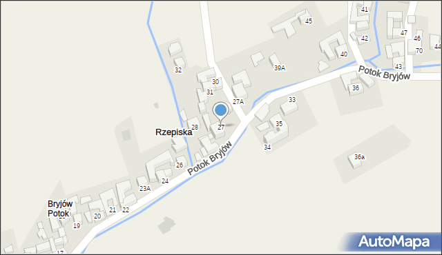 Rzepiska, Potok Bryjów, 27, mapa Rzepiska