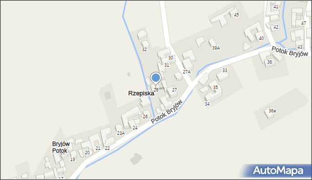 Rzepiska, Potok Bryjów, 28, mapa Rzepiska