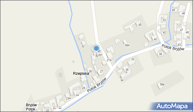 Rzepiska, Potok Bryjów, 31, mapa Rzepiska