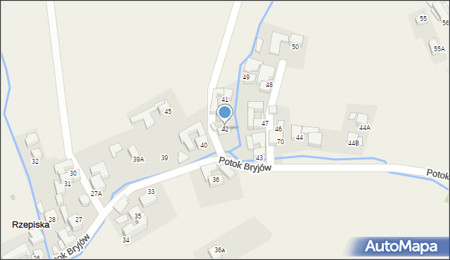 Rzepiska, Potok Bryjów, 42, mapa Rzepiska