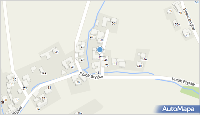 Rzepiska, Potok Bryjów, 47, mapa Rzepiska