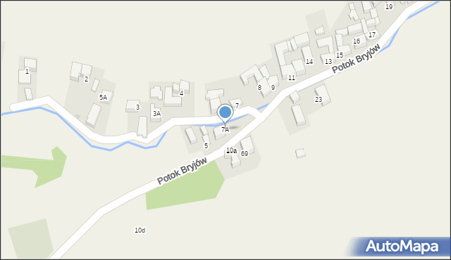 Rzepiska, Potok Bryjów, 7A, mapa Rzepiska