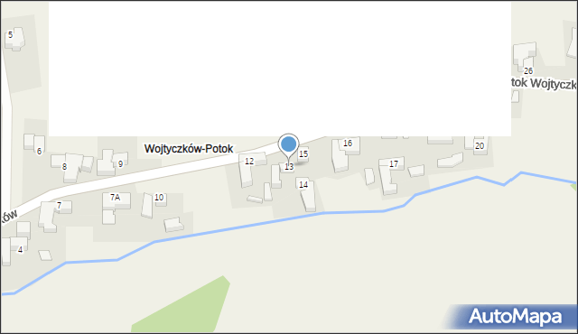 Rzepiska, Potok Wojtyczków, 13, mapa Rzepiska