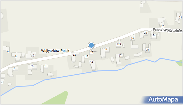 Rzepiska, Potok Wojtyczków, 15, mapa Rzepiska