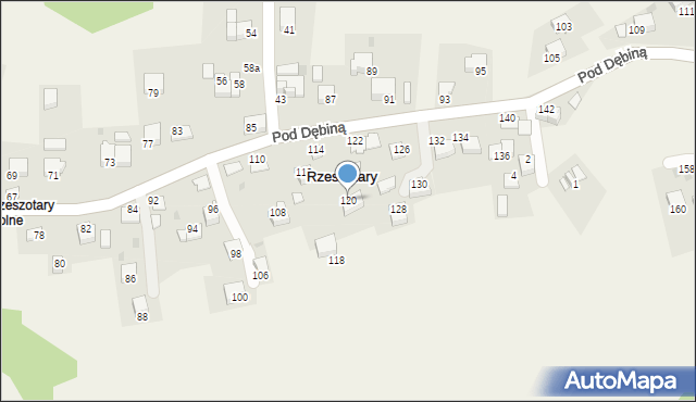 Rzeszotary, Pod Dębiną, 120, mapa Rzeszotary