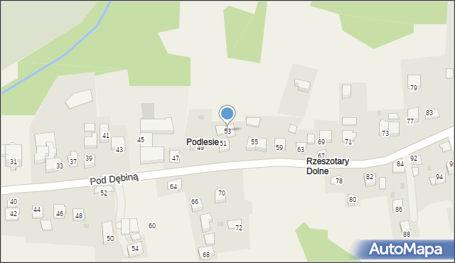 Rzeszotary, Pod Dębiną, 53, mapa Rzeszotary