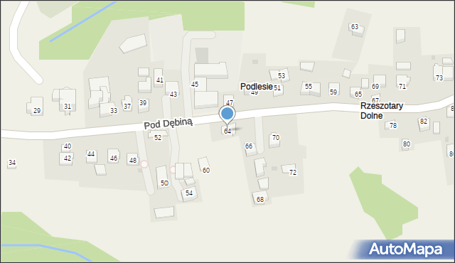 Rzeszotary, Pod Dębiną, 64, mapa Rzeszotary