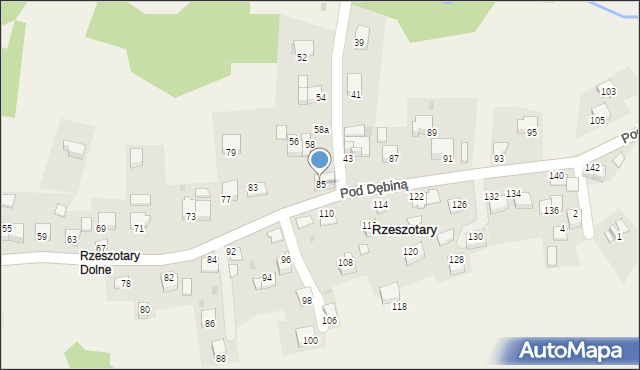 Rzeszotary, Pod Dębiną, 85, mapa Rzeszotary