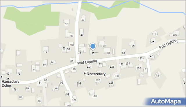 Rzeszotary, Pod Dębiną, 87, mapa Rzeszotary