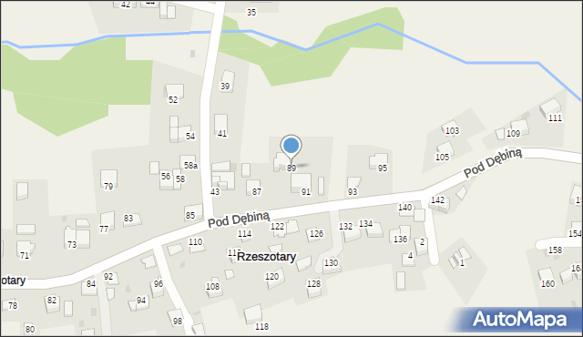 Rzeszotary, Pod Dębiną, 89, mapa Rzeszotary