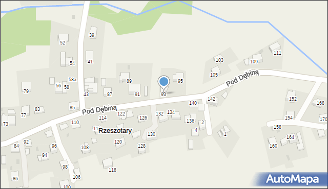 Rzeszotary, Pod Dębiną, 93, mapa Rzeszotary