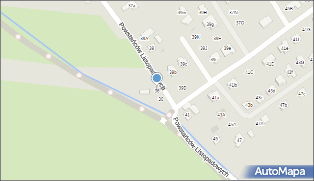 Rzeszów, Powstańców Listopadowych, 36, mapa Rzeszów