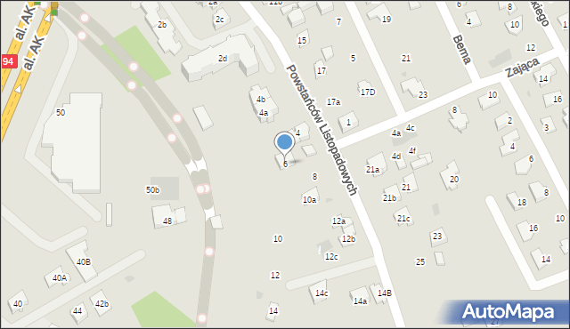 Rzeszów, Powstańców Listopadowych, 6, mapa Rzeszów