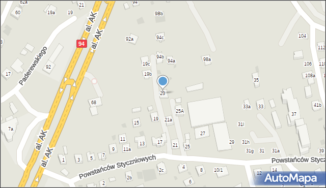 Rzeszów, Powstańców Styczniowych, 23, mapa Rzeszów