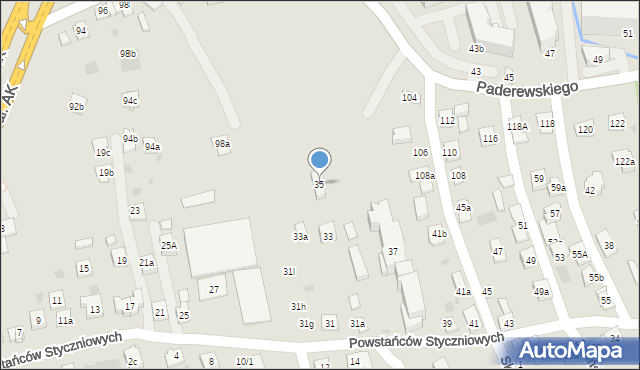 Rzeszów, Powstańców Styczniowych, 35, mapa Rzeszów