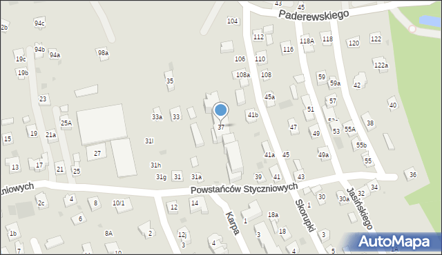 Rzeszów, Powstańców Styczniowych, 37, mapa Rzeszów