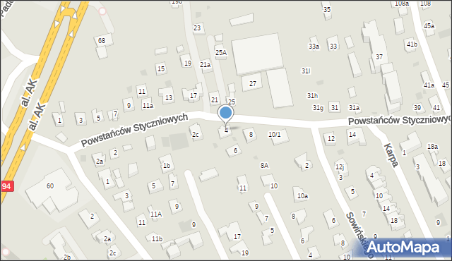 Rzeszów, Powstańców Styczniowych, 4, mapa Rzeszów