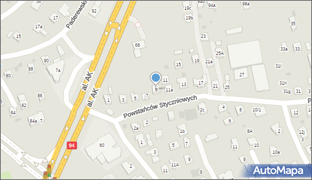 Rzeszów, Powstańców Styczniowych, 9, mapa Rzeszów