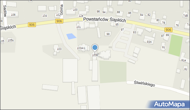 Sadów, Powstańców Śląskich, 103b, mapa Sadów