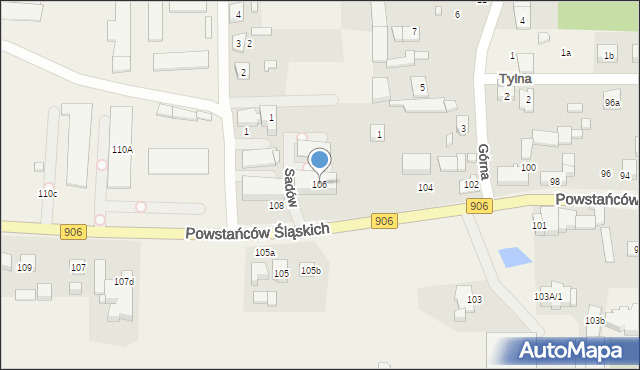 Sadów, Powstańców Śląskich, 106, mapa Sadów