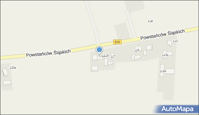 Sadów, Powstańców Śląskich, 119a, mapa Sadów