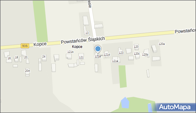 Sadów, Powstańców Śląskich, 121a, mapa Sadów