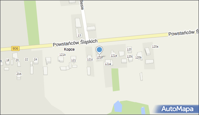 Sadów, Powstańców Śląskich, 121d, mapa Sadów