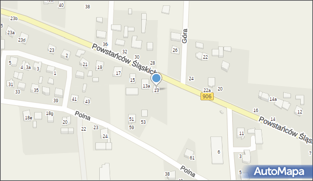 Sadów, Powstańców Śląskich, 13, mapa Sadów