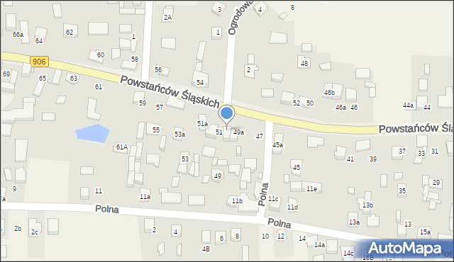 Sadów, Powstańców Śląskich, 49b, mapa Sadów