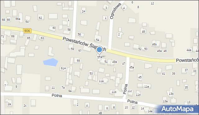 Sadów, Powstańców Śląskich, 57A, mapa Sadów