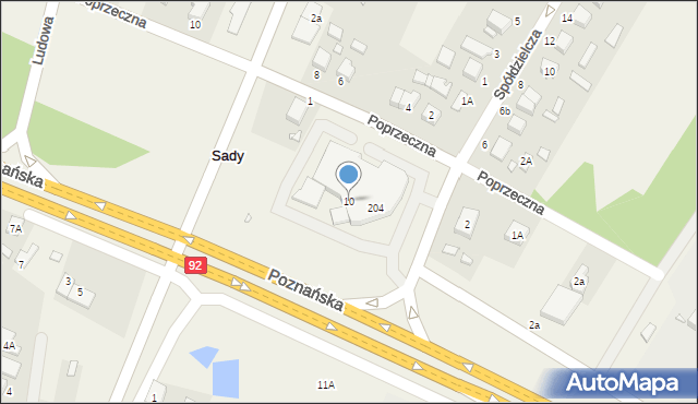 Sady, Poznańska, 10, mapa Sady