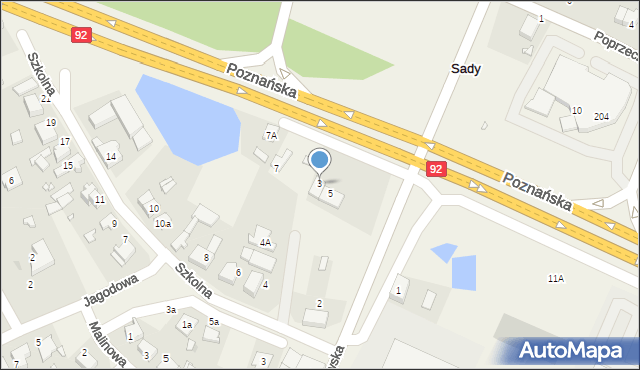 Sady, Poznańska, 3, mapa Sady