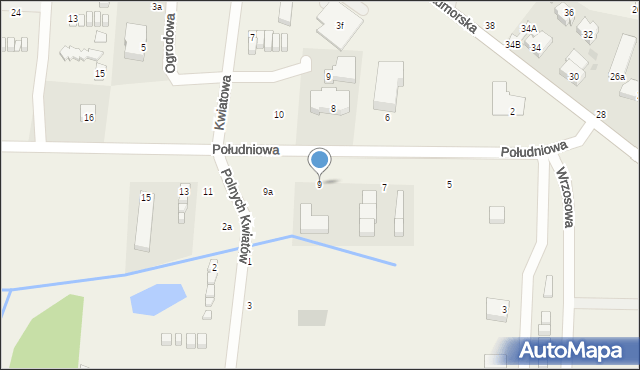 Sarbinowo, Południowa, 9, mapa Sarbinowo