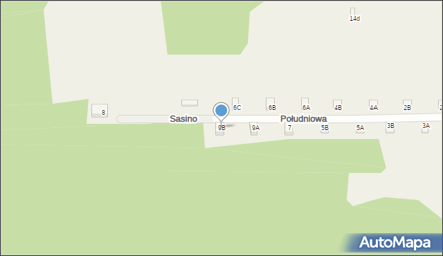 Sasino, Południowa, 9B, mapa Sasino