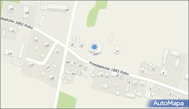 Sędziejowice, Powstańców 1863 Roku, 14A, mapa Sędziejowice