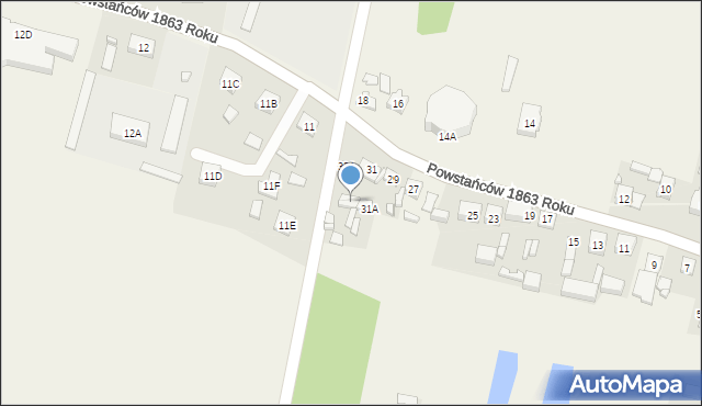 Sędziejowice, Powstańców 1863 Roku, 33, mapa Sędziejowice