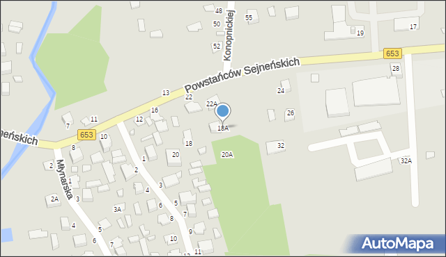 Sejny, Powstańców Sejneńskich, 18A, mapa Sejny