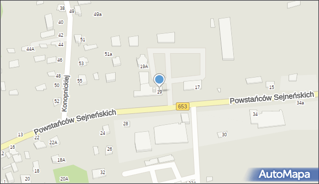 Sejny, Powstańców Sejneńskich, 19, mapa Sejny